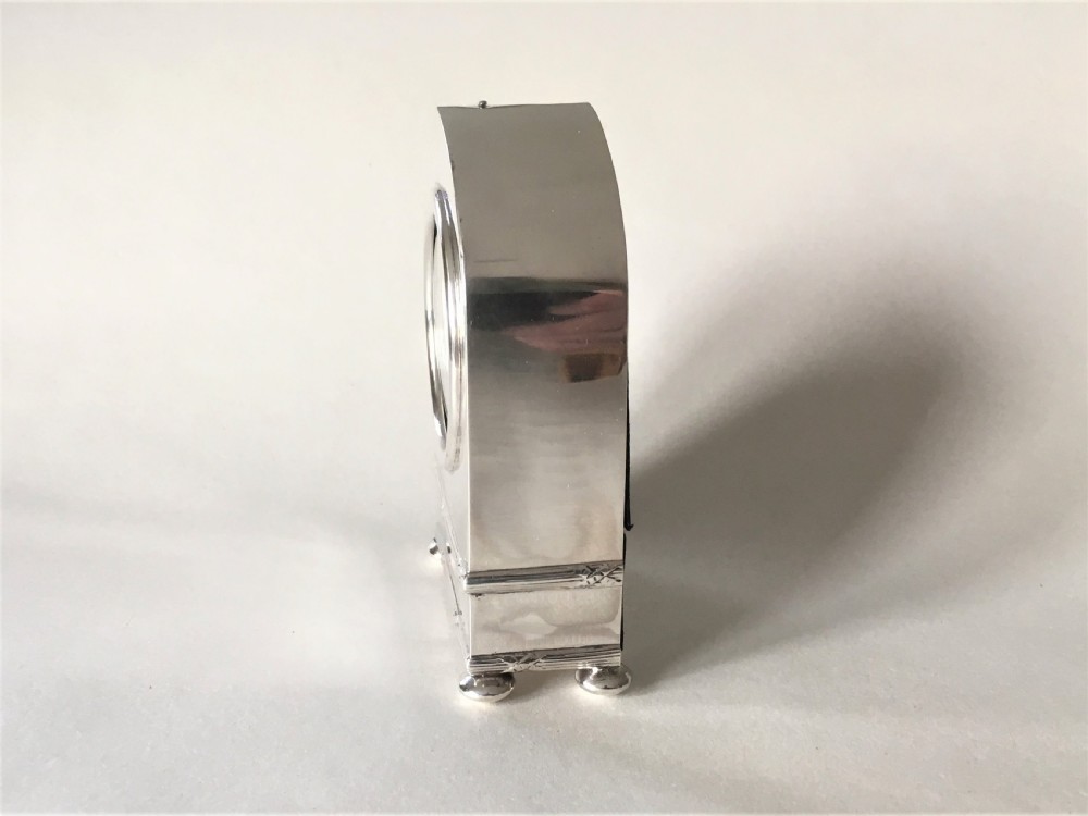 A superb Edwardian small silver clock View III