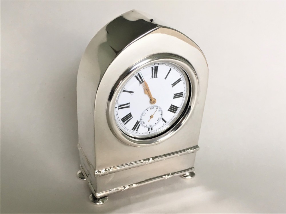 A superb Edwardian small silver clock View IV
