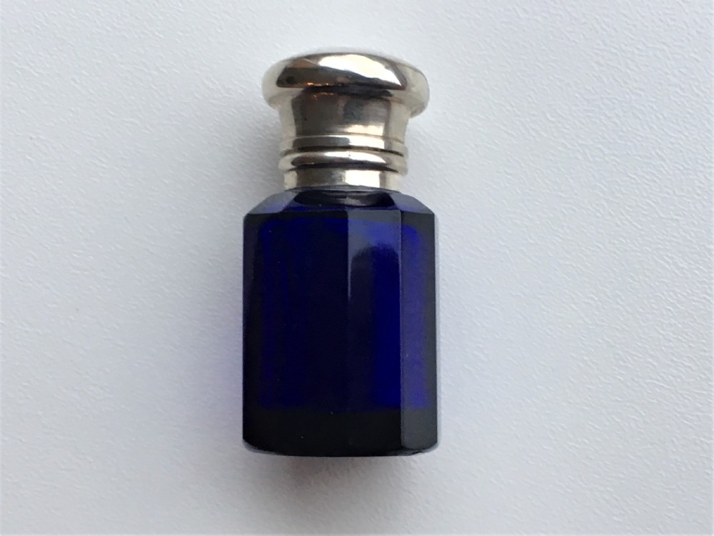 A Victorian silver mounted Bristol blue scent bottle View II