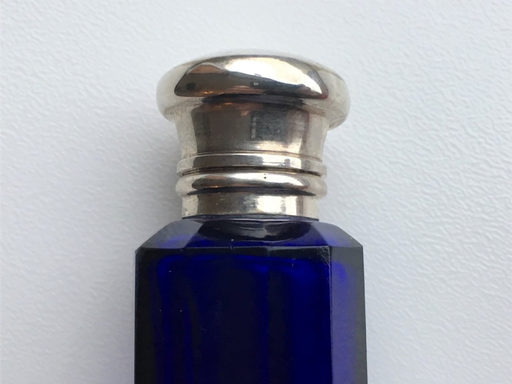 A Victorian silver mounted Bristol blue scent bottle View III