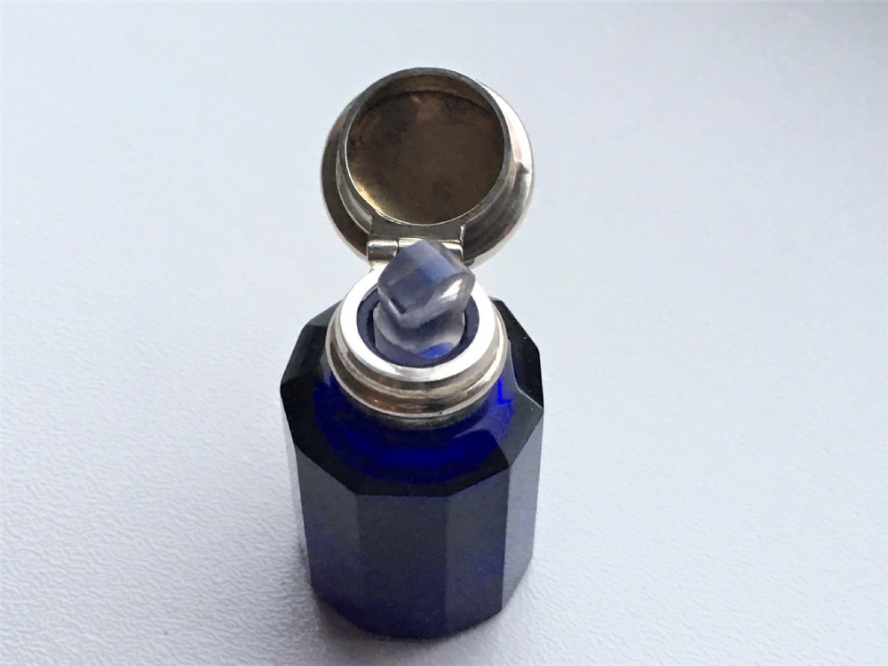 A Victorian silver mounted Bristol blue scent bottle View IV