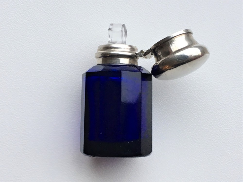 A Victorian silver mounted Bristol blue scent bottle View VII