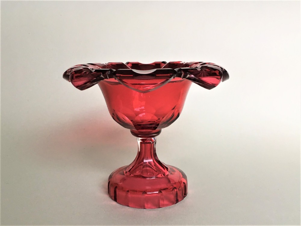 A Victorian cranberry Bohemian condiment dish View V