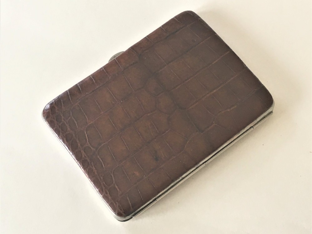 A superb Edwardian silver & crocodile wallet View IV