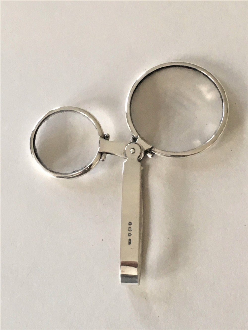 A rare Edwardian silver double magnifying glass