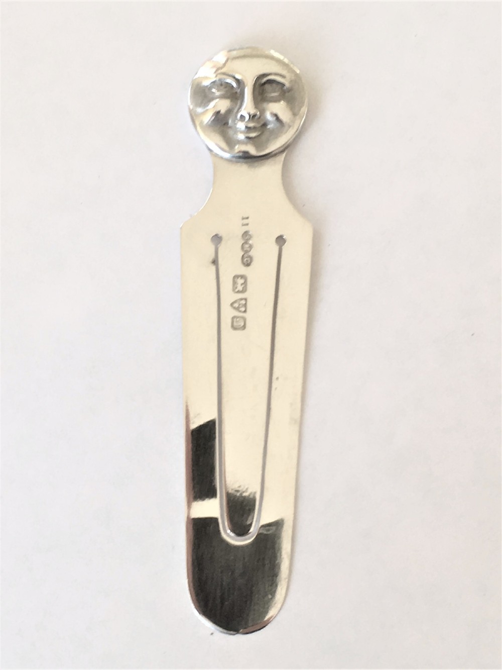 A rare Sampson Morden 'Man in the moon' silver bookmark