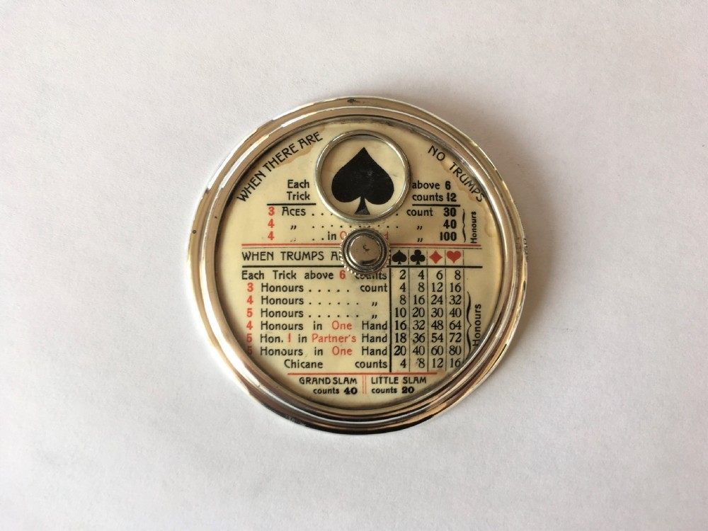 A rare Edwardian silver trump marker with rules View II