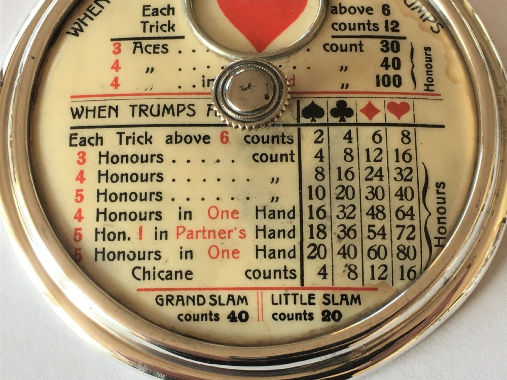 A rare Edwardian silver trump marker with rules View III