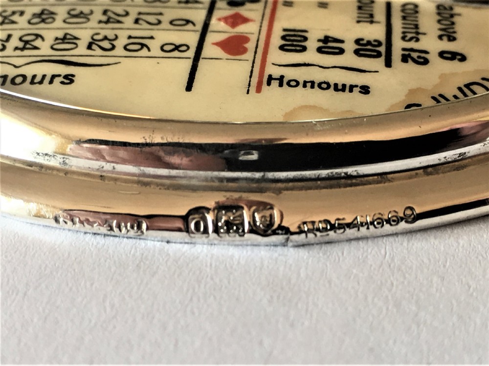 A rare Edwardian silver trump marker with rules View IV