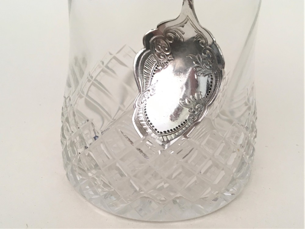An Edwardian silver mounted 'heart' finial preserve jar & spoon View III