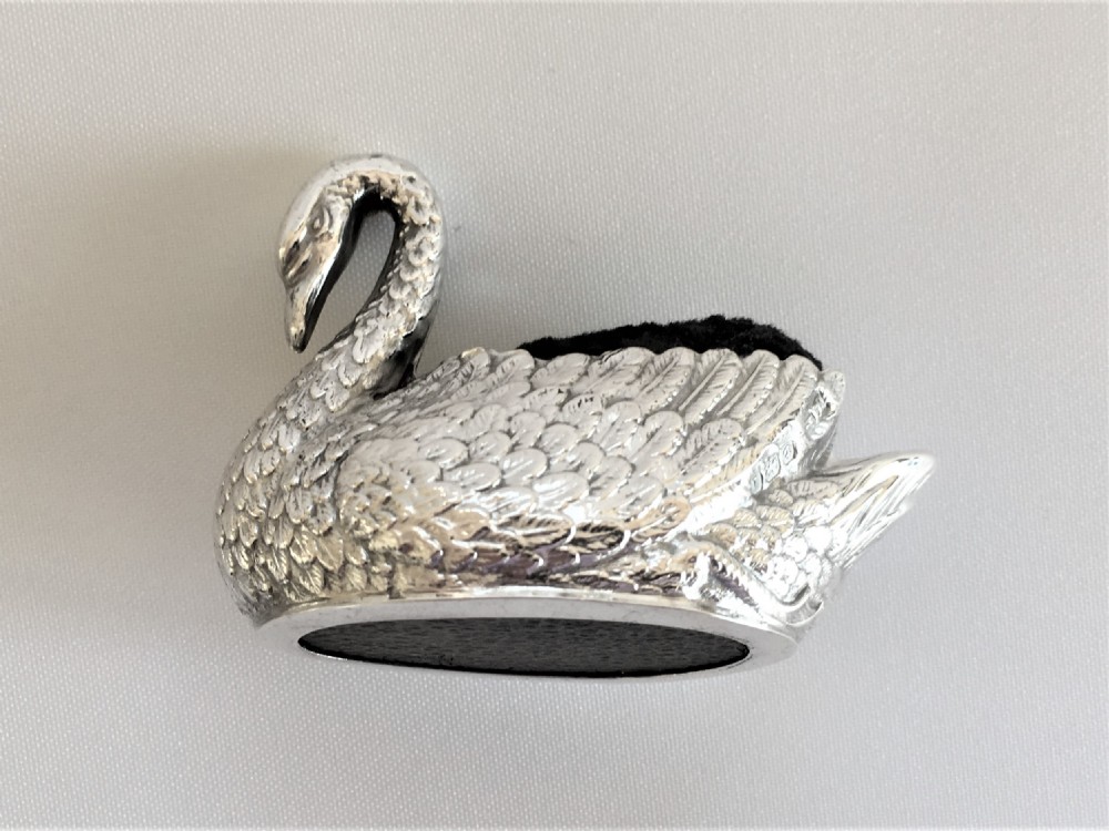 A rare Edwardian silver swan pincushion View III