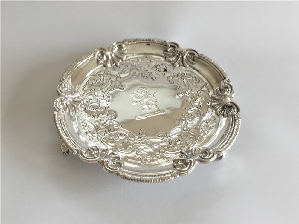 A gorgeous George II silver waiter/card tray