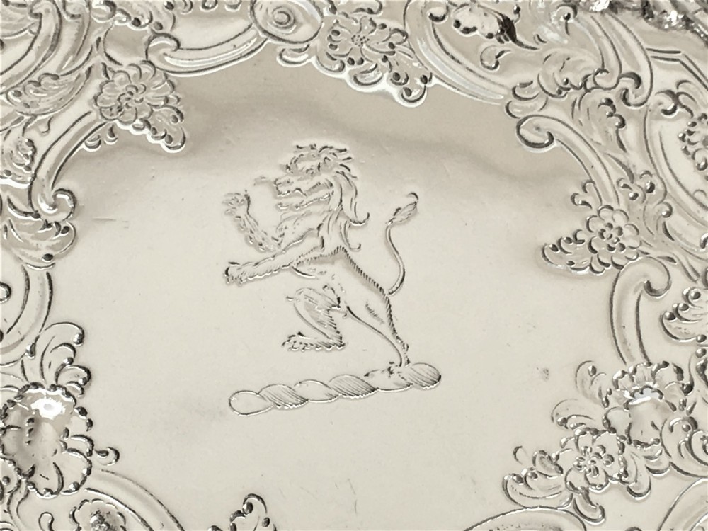 A gorgeous George II silver waiter/card tray View III