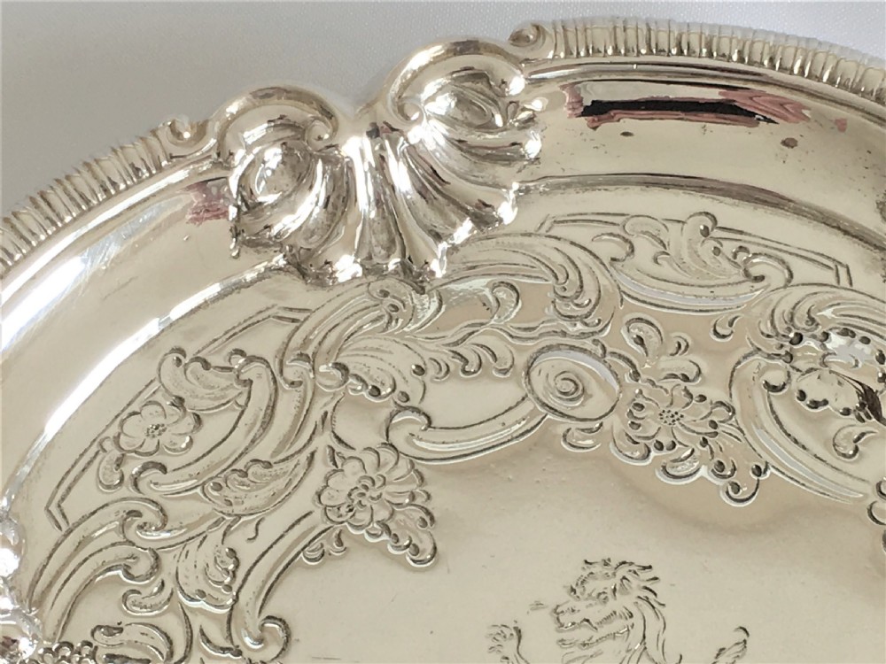 A gorgeous George II silver waiter/card tray View IV