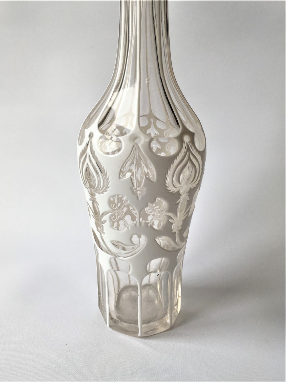 A fabulous Victorian white overlay decanter View III