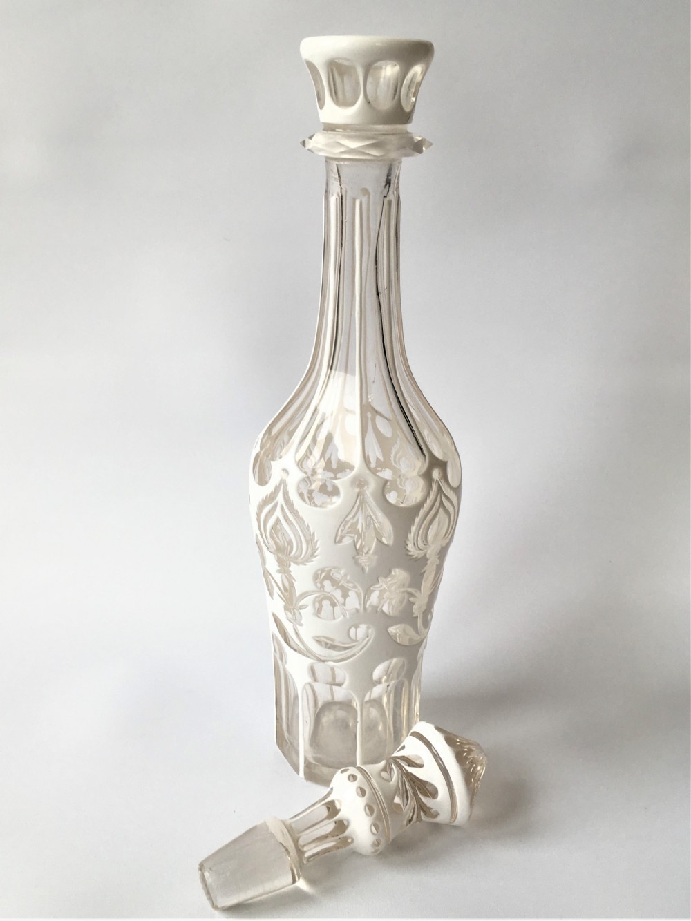 A fabulous Victorian white overlay decanter View IV