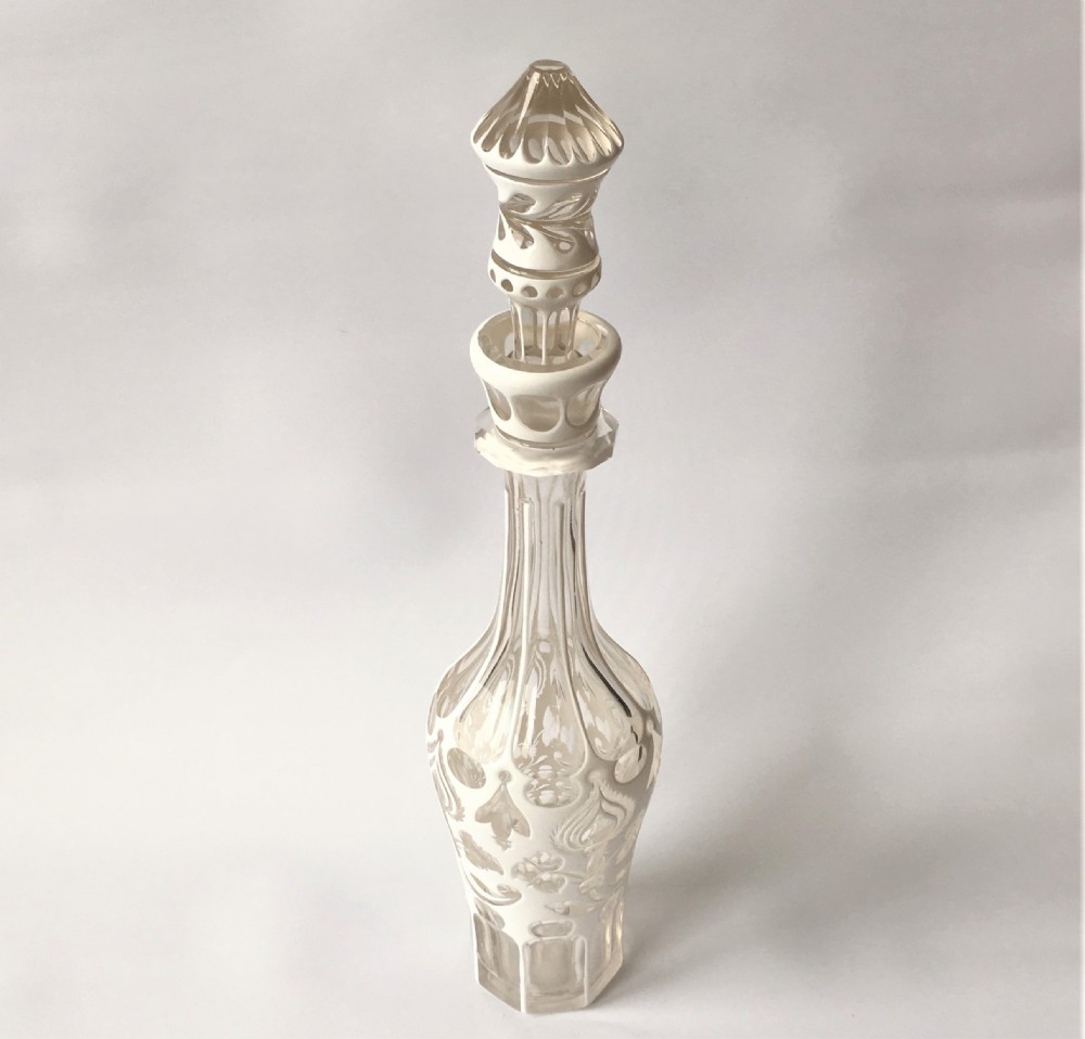 A fabulous Victorian white overlay decanter View VI