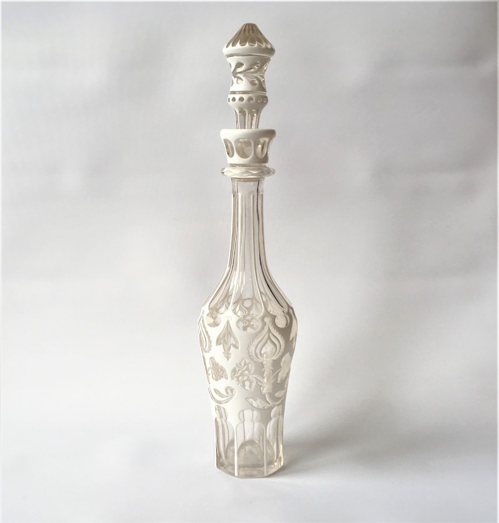 A fabulous Victorian white overlay decanter View VII