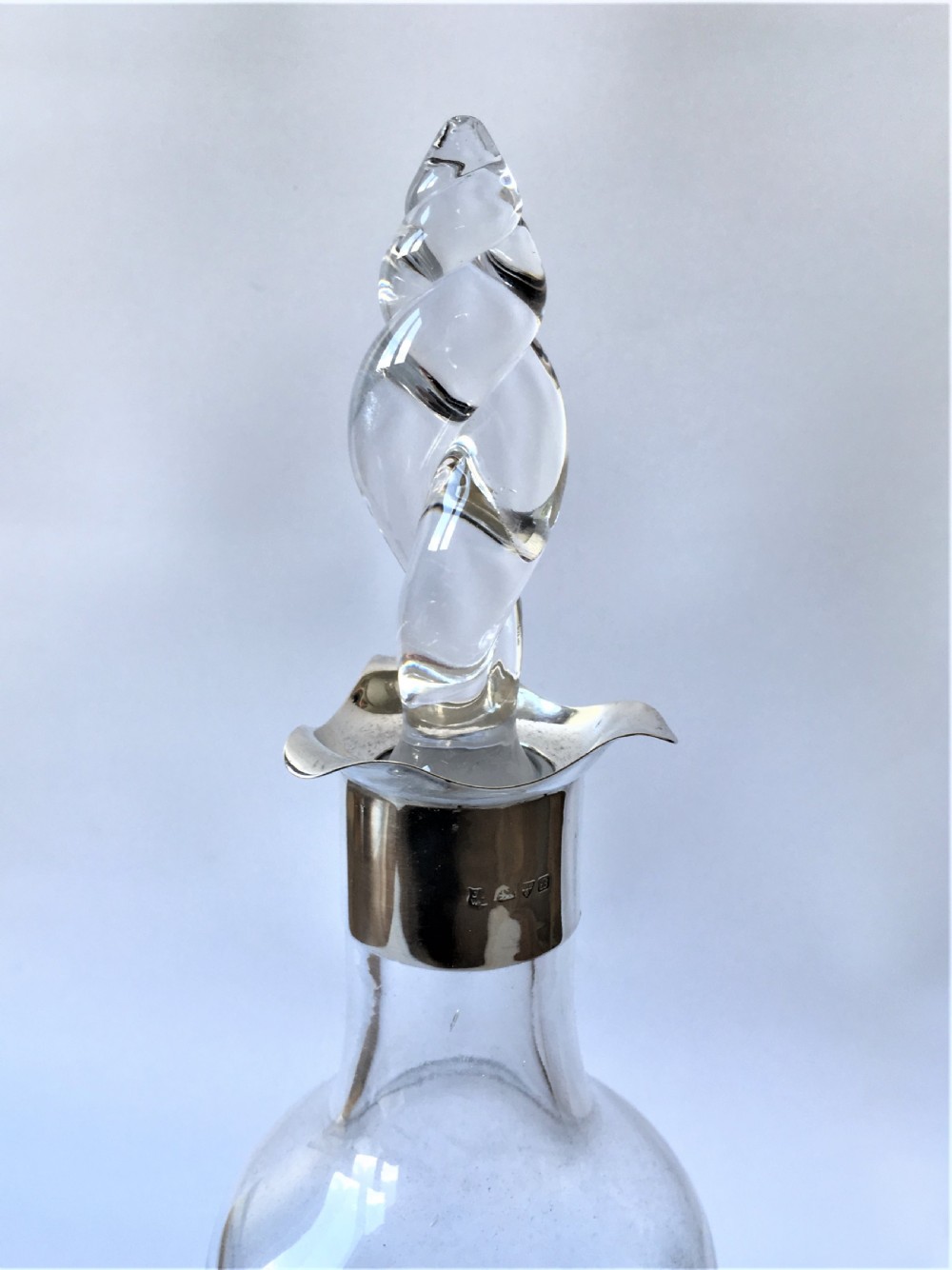 An Edwardian Chester silver mounted decanter View III