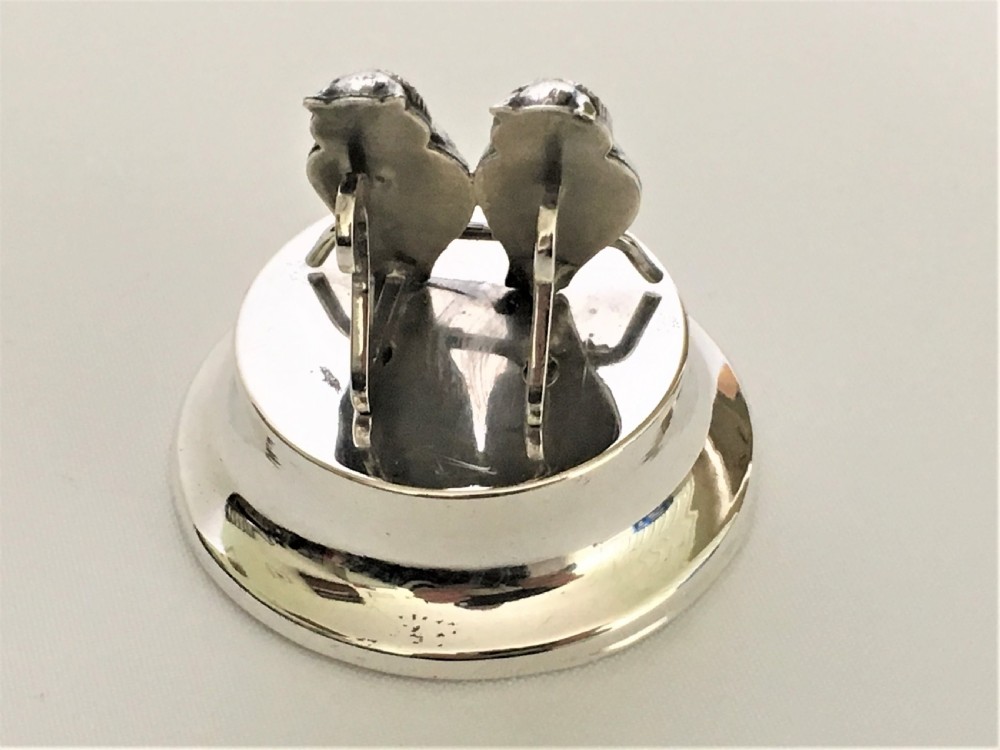 A gorgeous Edwardian silver twin owl card holder View III