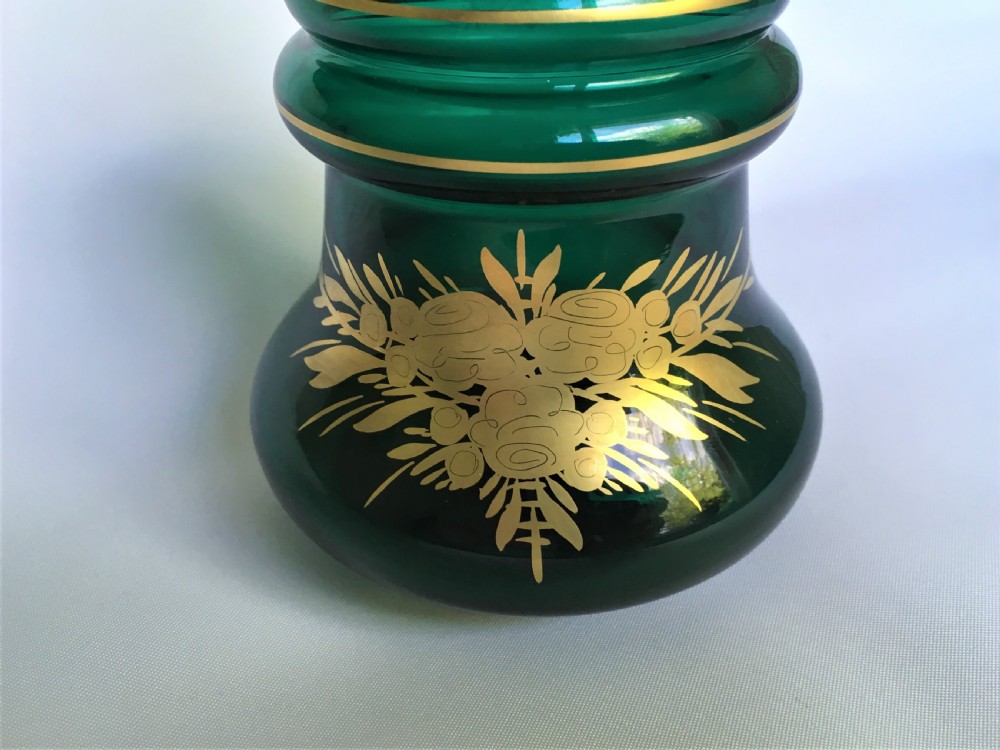 A lovely Bristol green gilded liqueur decanter View III