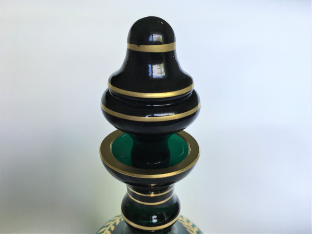 A lovely Bristol green gilded liqueur decanter View IV