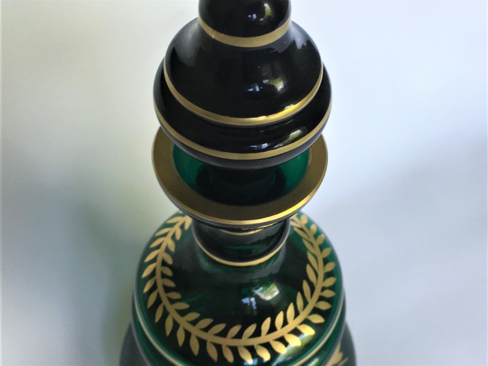 A lovely Bristol green gilded liqueur decanter View VI