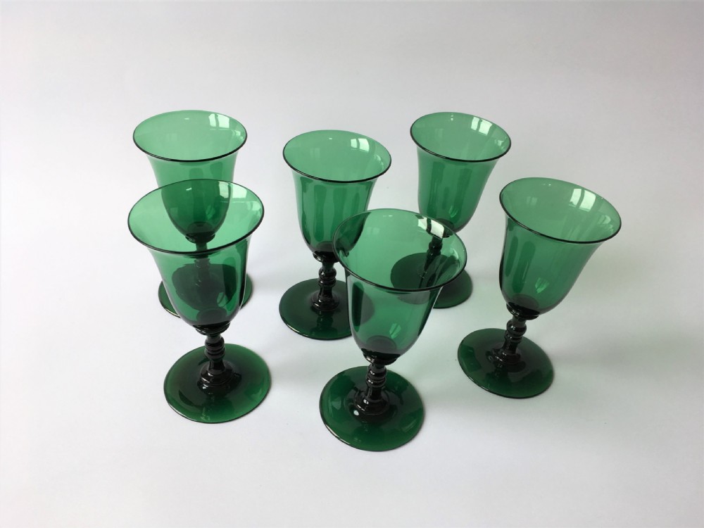 A splendid set of 6 Bristol Green Victorian wine glasses View II