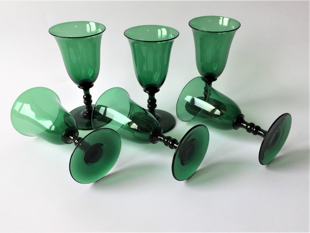 A splendid set of 6 Bristol Green Victorian wine glasses View IV