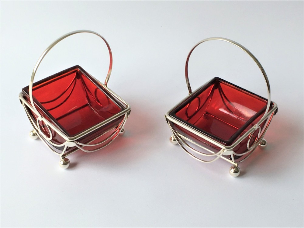 A lovely pair of Edwardian silver plated bonbon baskets