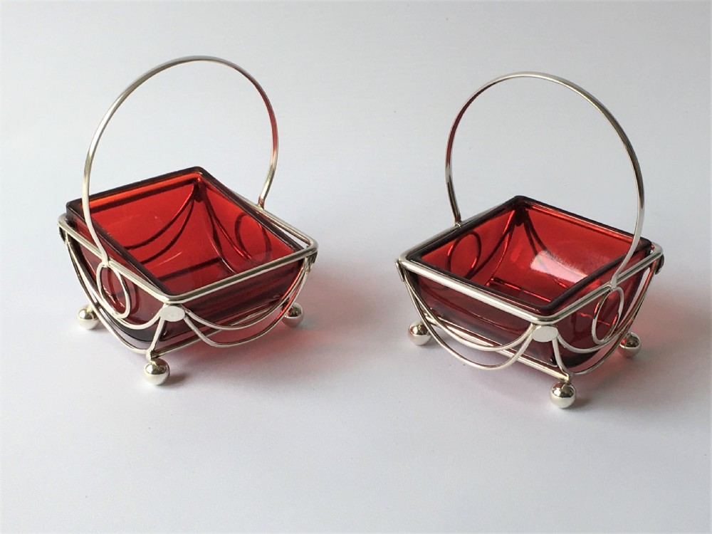 A lovely pair of Edwardian silver plated bonbon baskets View III