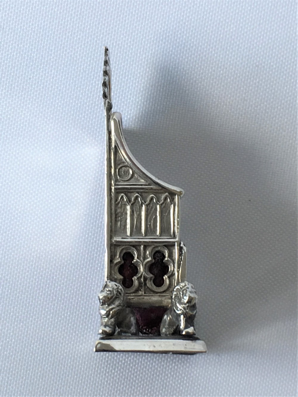 An unusual silver Coronation throne pin cushion View V