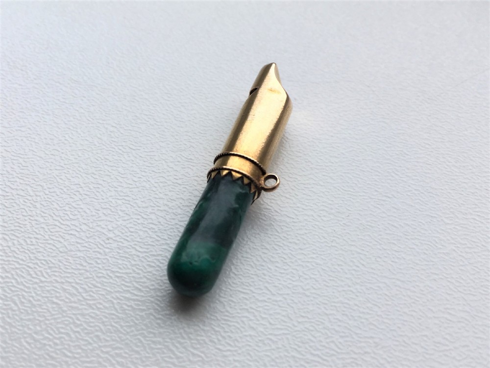 An 18ct Gold & malachite Victorian dog whistle View III