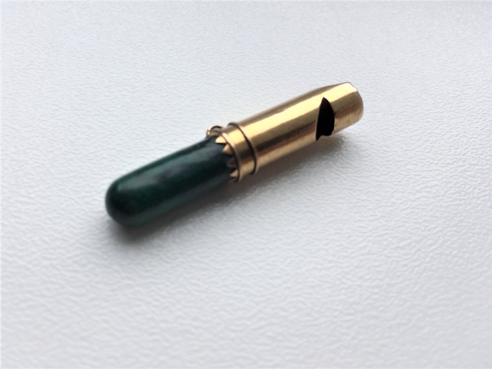An 18ct Gold & malachite Victorian dog whistle View IV