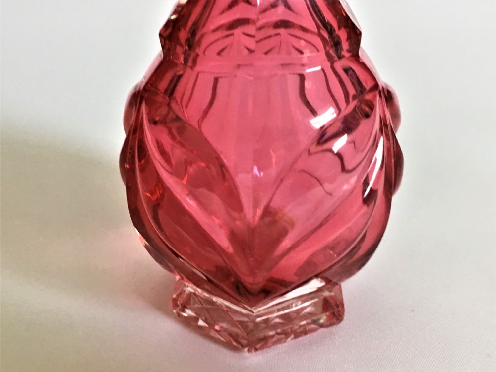 A Victorian cranberry gothic cut cologne bottle View III