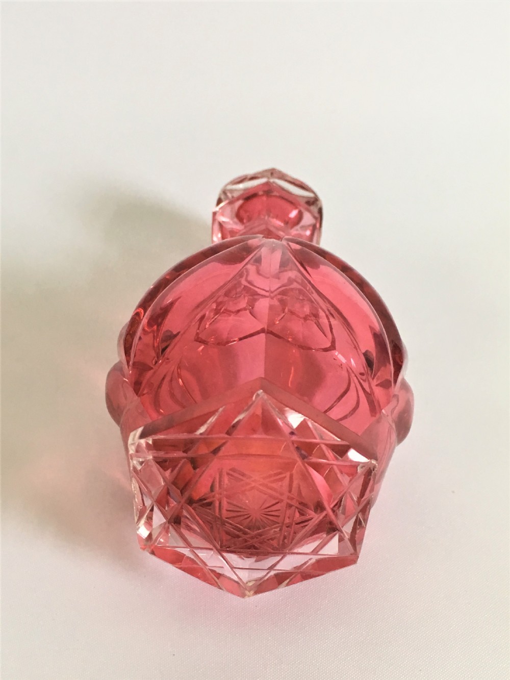 A Victorian cranberry gothic cut cologne bottle View IV