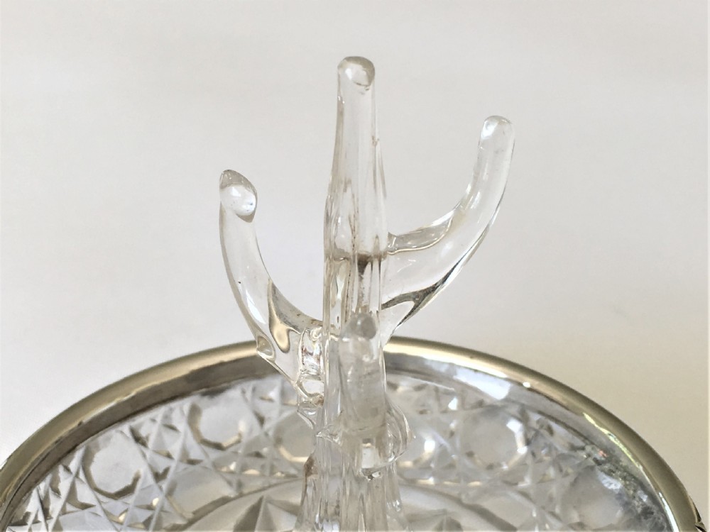 A unusual Edwardian silver mounted ring tree/trinket dish View VI