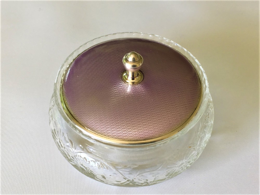 A gorgeous silver & guilloche enamel lidded powder bowl