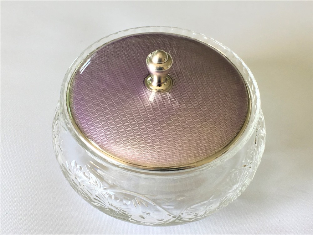 A gorgeous silver & guilloche enamel lidded powder bowl View VI