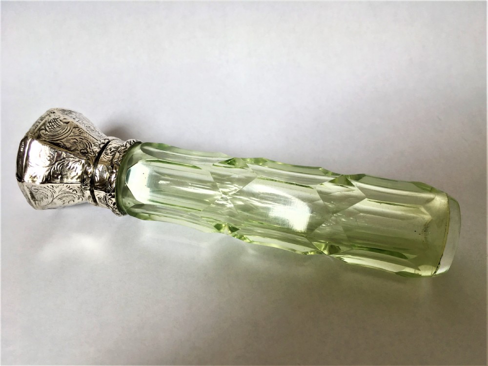 An unusual French silver & uranium glass scent bottle View II