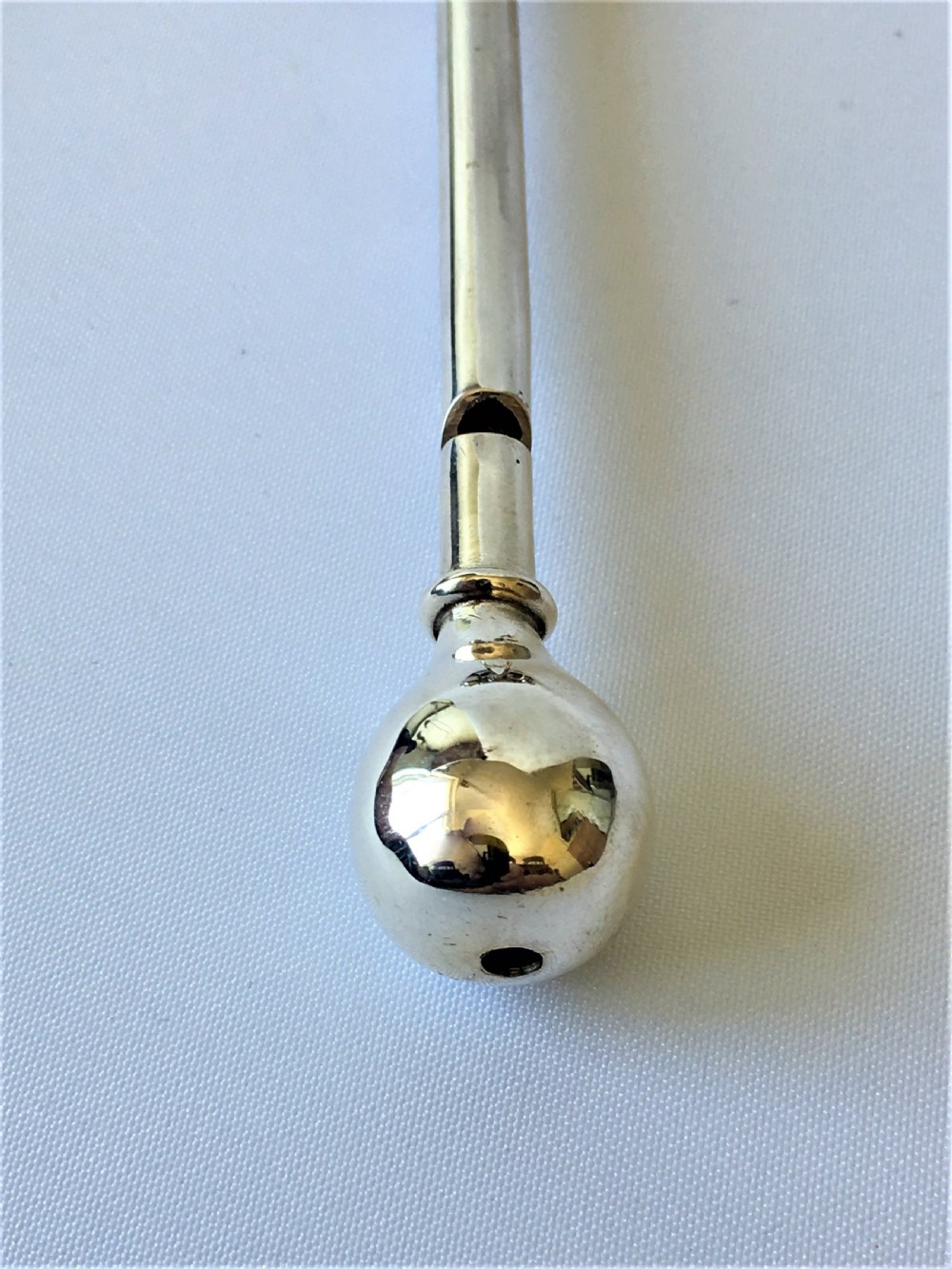 A rare Sterling silver novelty tambourine rattle/whistle combination View IV
