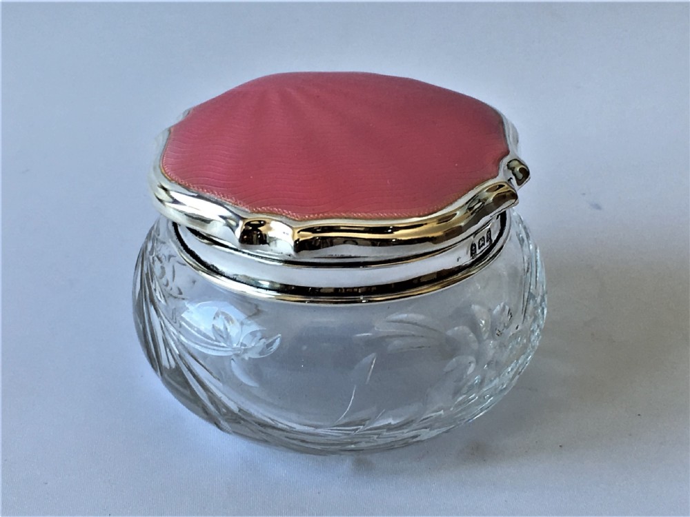 A superb Art Deco silver & guilloche enamel powder bowl View II