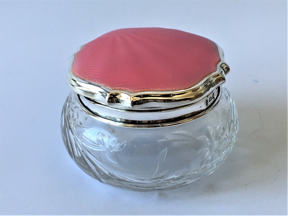 A superb Art Deco silver & guilloche enamel powder bowl View III