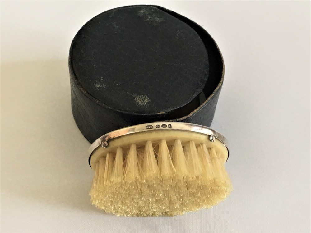 A rare silver & guilloche enamel card table brush View III