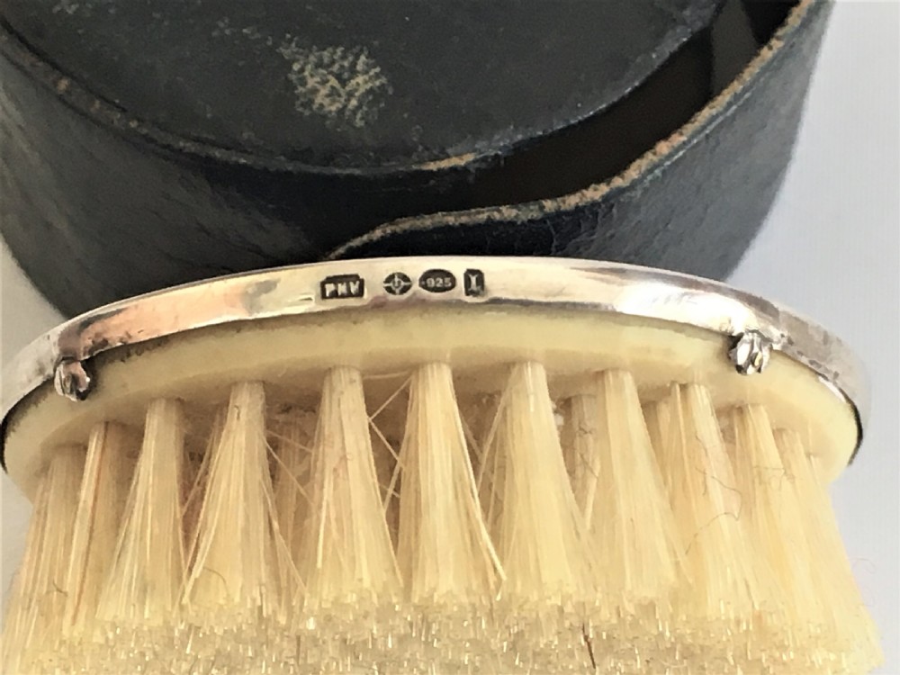 A rare silver & guilloche enamel card table brush View IV