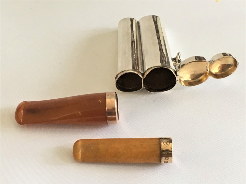 A rare Edwardian double cheroot case and holders View IV