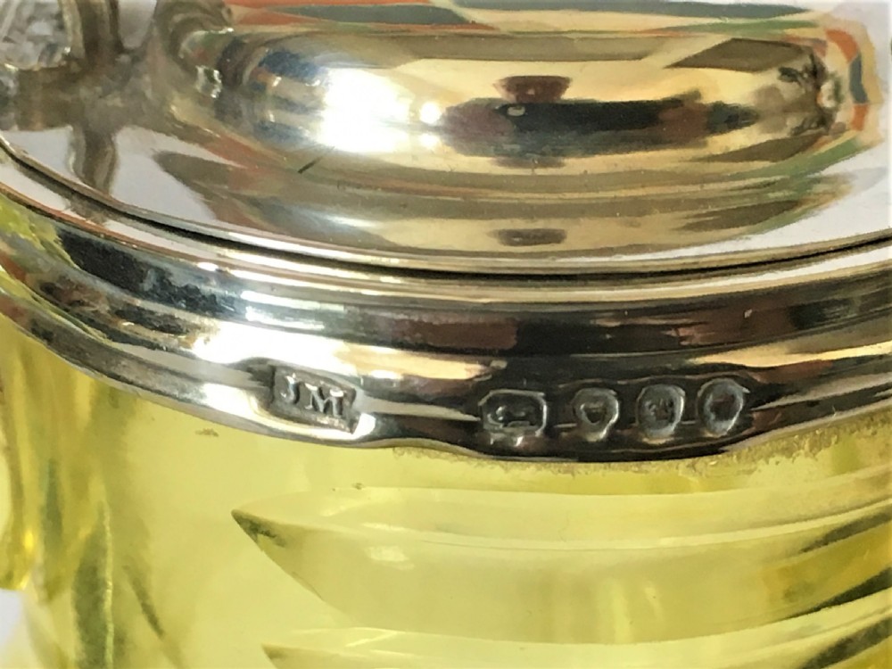 A rare Victorian silver & uranium glass mustard pot View VI