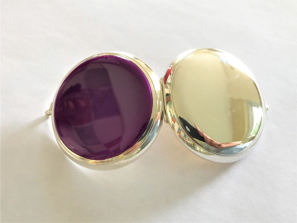 A superb silver & guilloche enamel compact View III