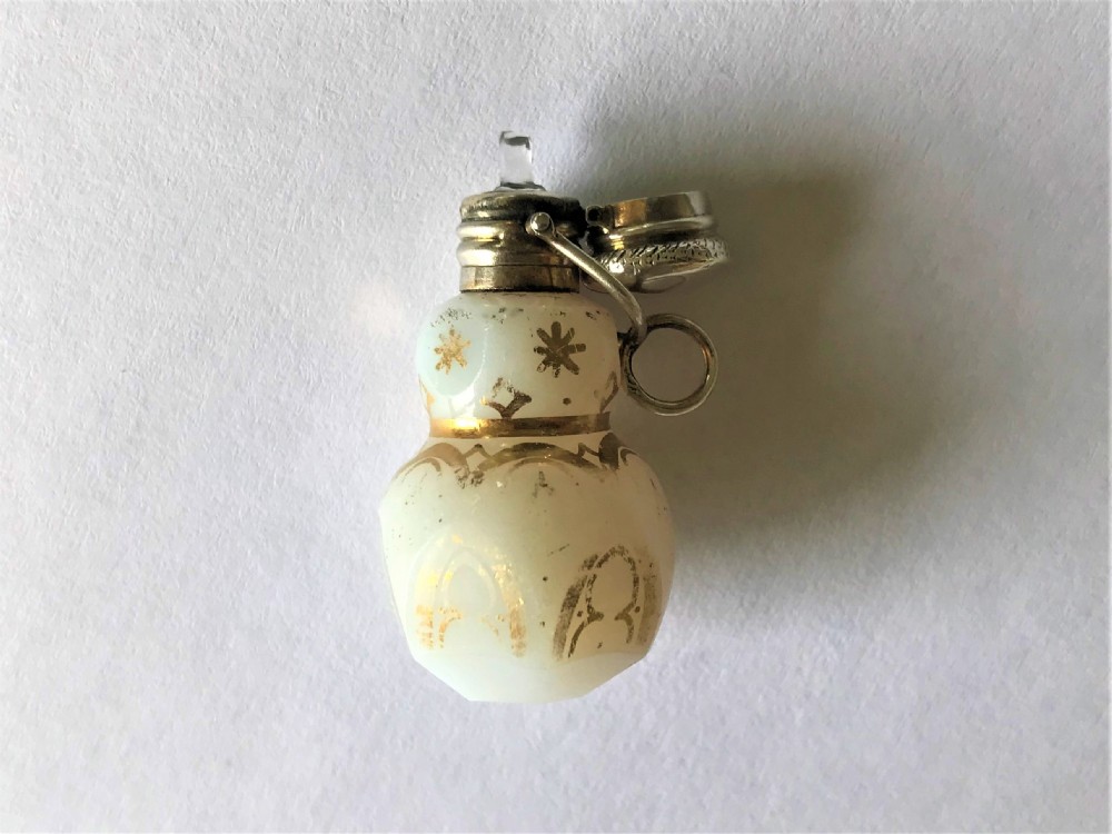 A French miniature silver & opaline glass scent bottle View III