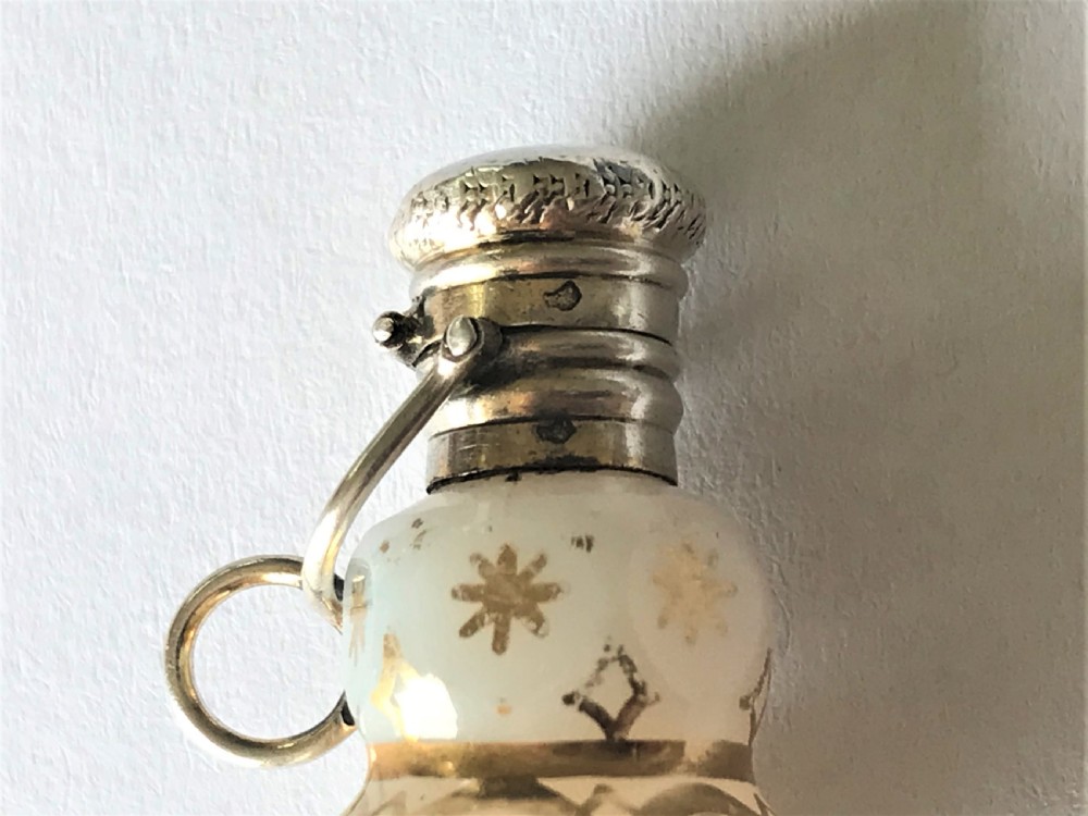 A French miniature silver & opaline glass scent bottle View V